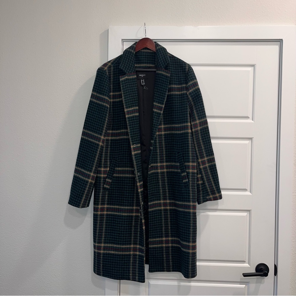 Forever 21 Green and Cream Trench Coat